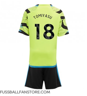 Arsenal Takehiro Tomiyasu #18 Replik Auswärtstrikot Kinder 2023-24 Kurzarm (+ Kurze Hosen)